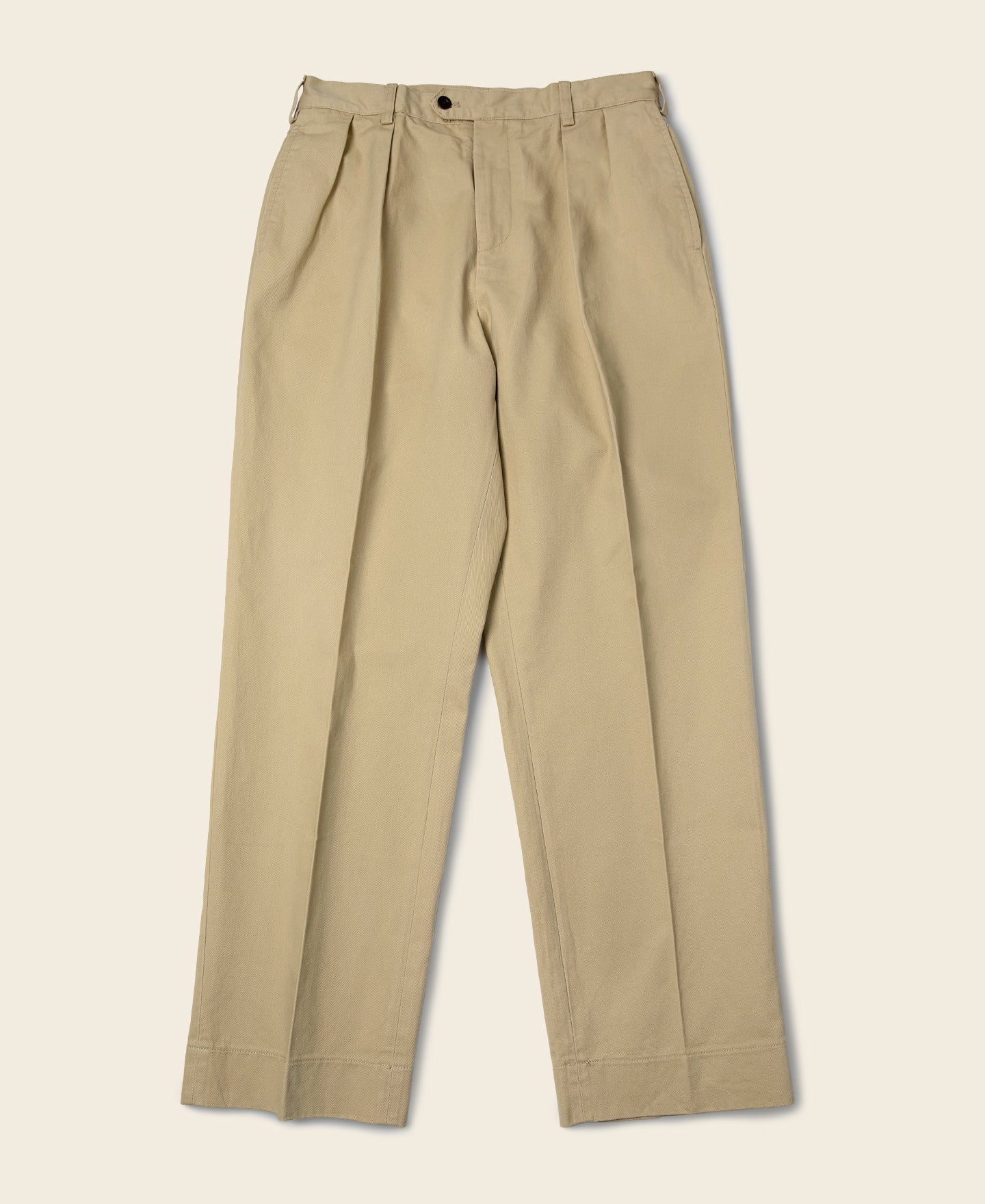 Pantalon chino homme kaki à double pli, coupe décontractée et fuselée