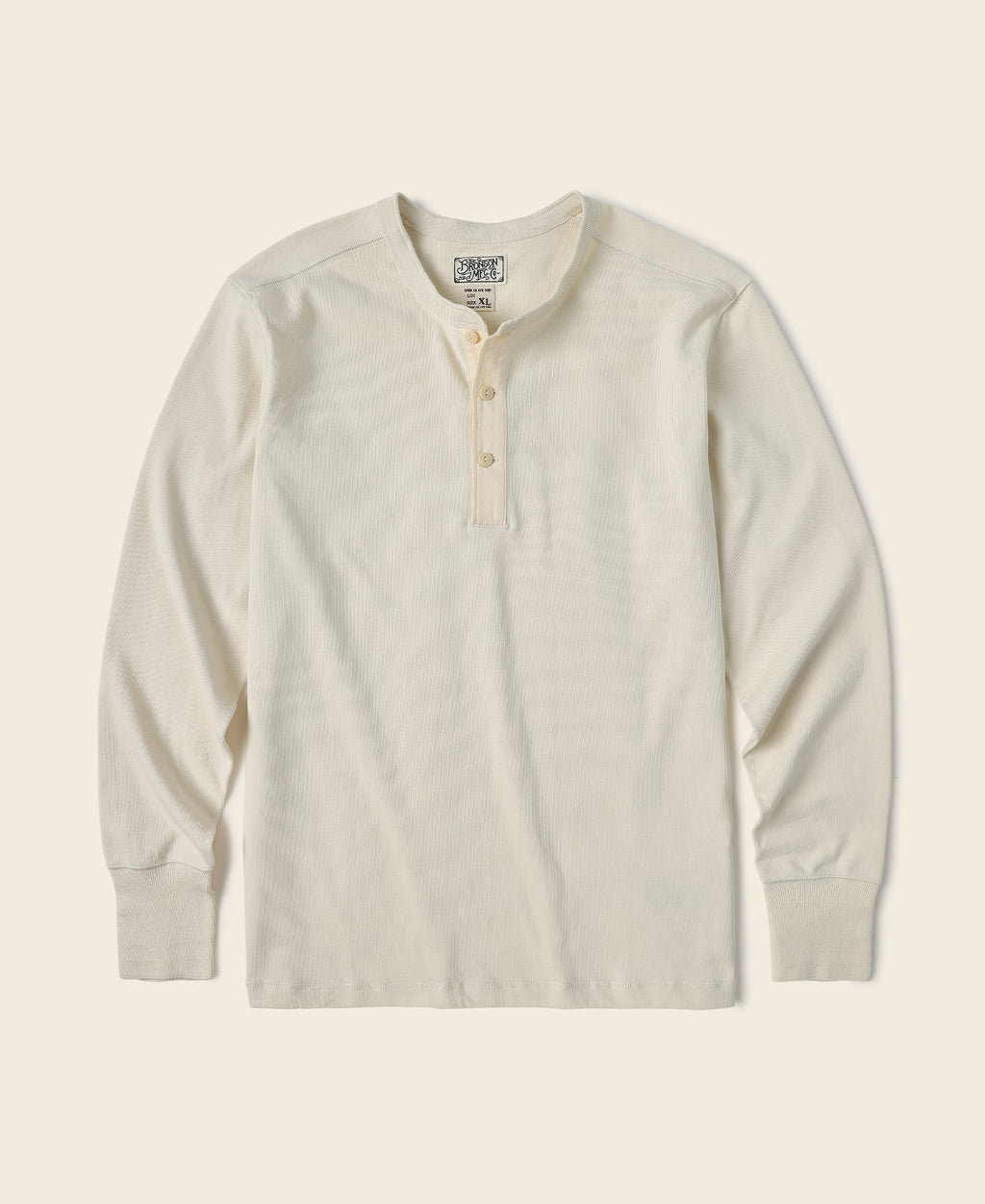Chemise Henley à manches longues et coupe ajustée pour homme avec patte de boutonnage abricot
