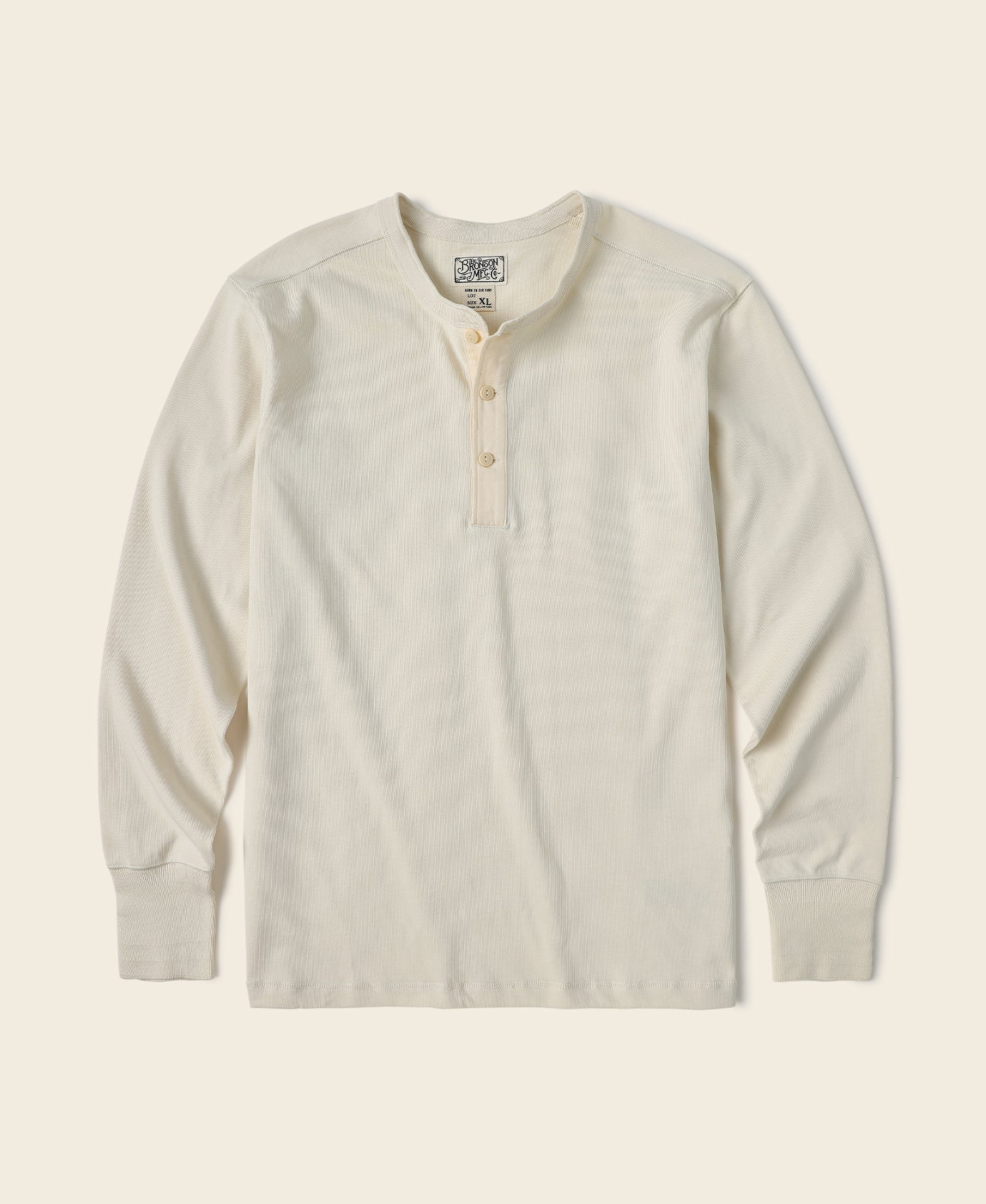 Chemise Henley à manches longues et coupe ajustée pour homme avec patte de boutonnage abricot