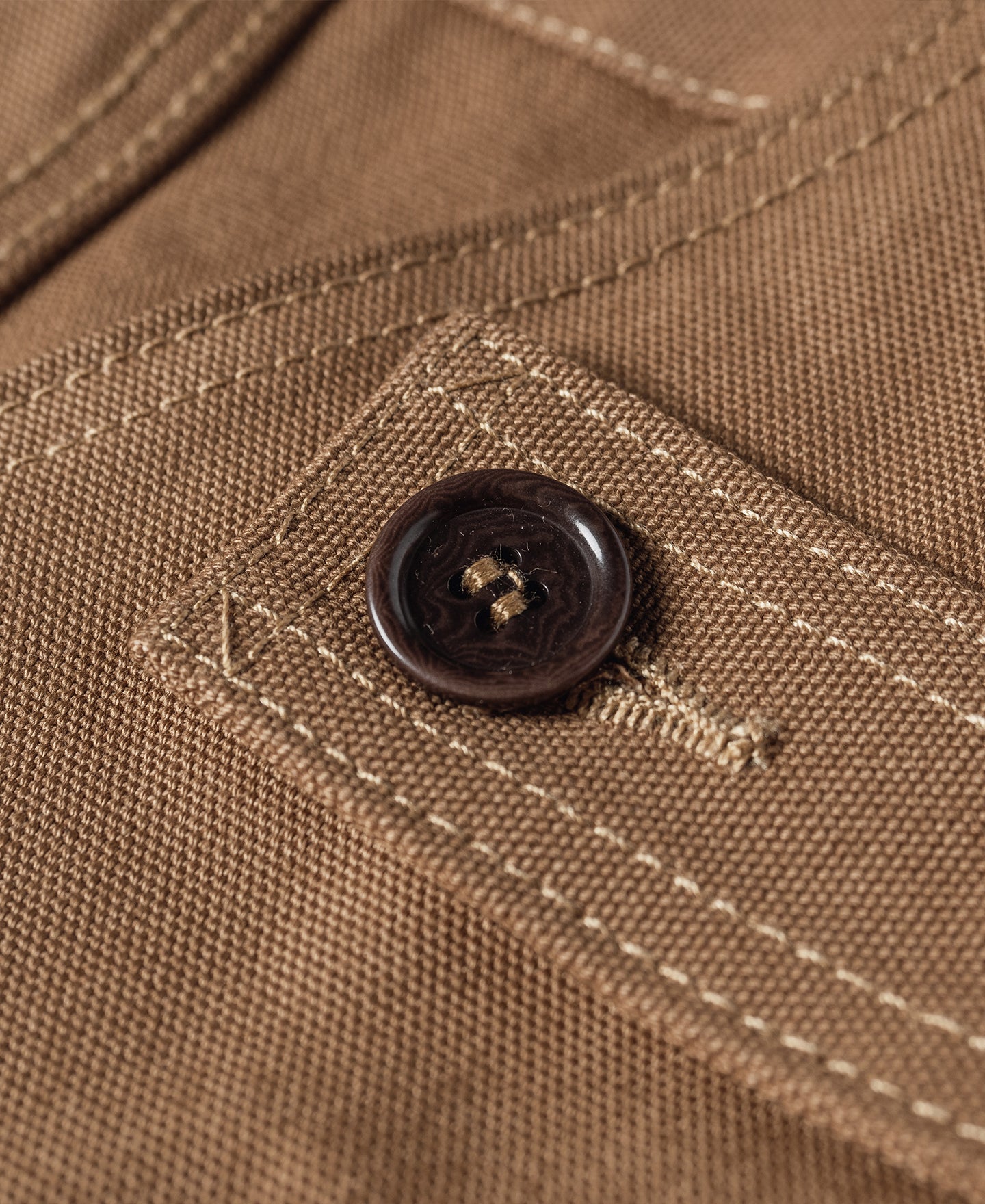 Gilet de chasse kaki épais en toile avec poches à gibier et fermeture boutonnée