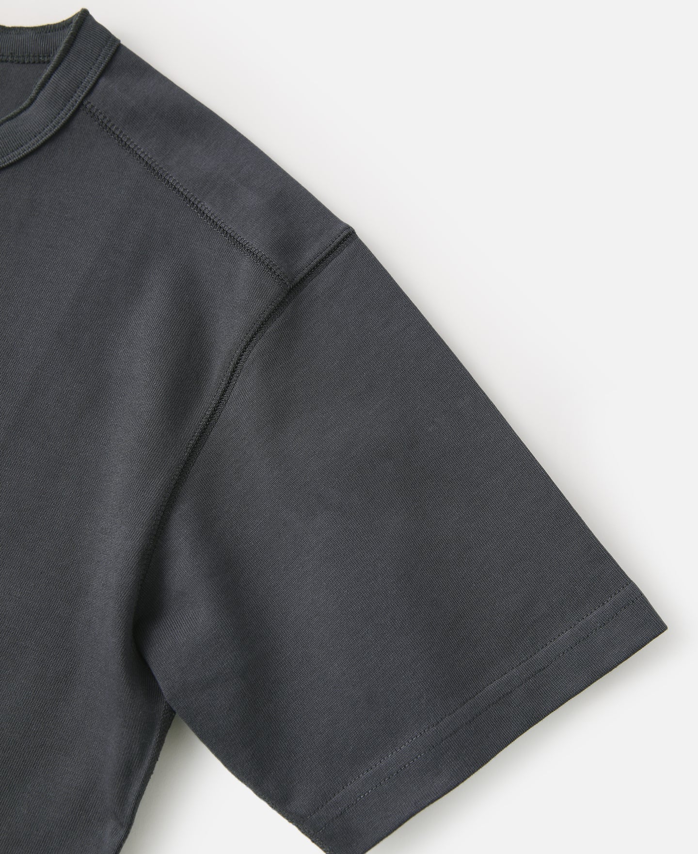T-shirt Henley à manches courtes en coton épais, patte de boutonnage, gris foncé
