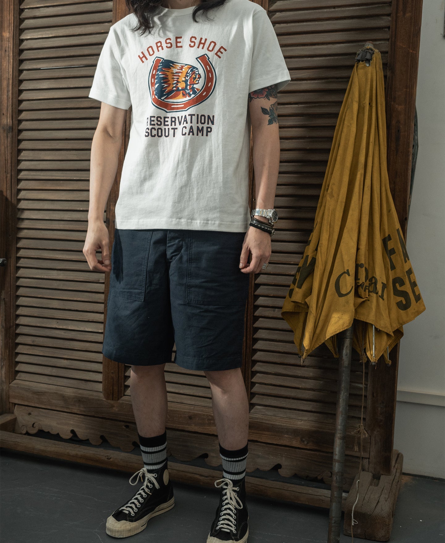 Short utilitaire en coton décontracté coupe relax pour hommes, couleur marine