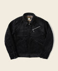 Blouson bombardier zippé en velours côtelé épais noir pour homme, texture côtelée