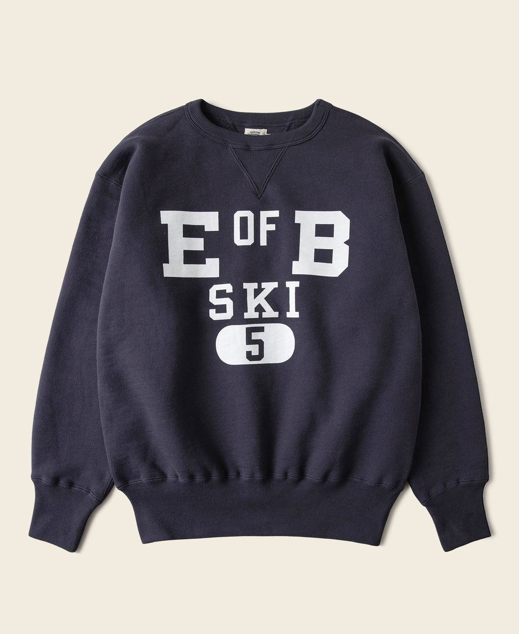 Sweat-shirt ras du cou épais en molleton avec motif ski marine
