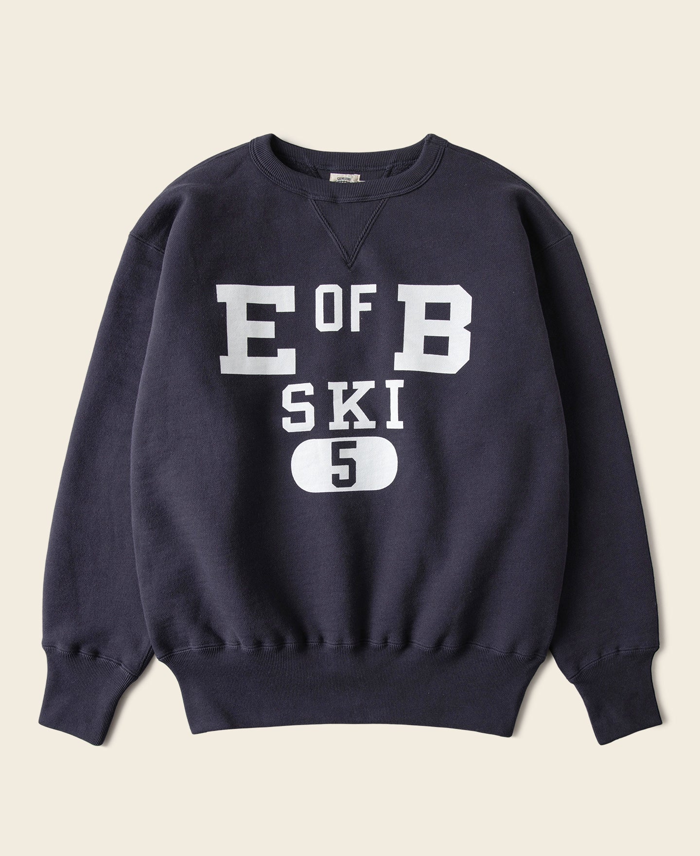 Sweat-shirt ras du cou épais en molleton avec motif ski marine
