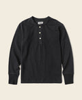 T-shirt Henley homme noir à manches longues coupe ajustée en coton