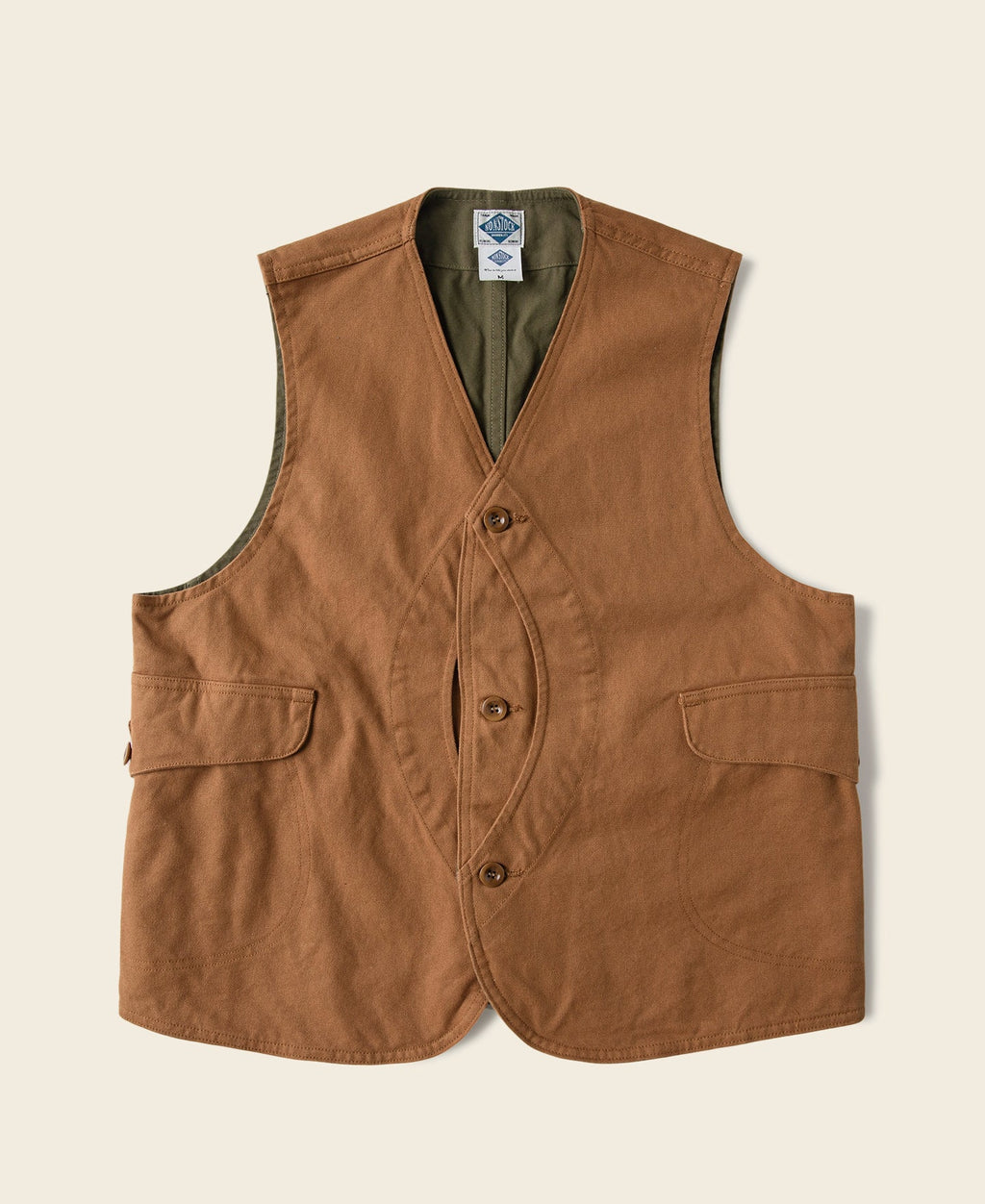Gilet vintage en toile avec poche pour gibier, marron gingembre, boutonné devant, vêtement d'extérieur utilitaire
