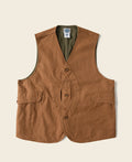 Gilet vintage en toile avec poche pour gibier, marron gingembre, boutonné devant, vêtement d'extérieur utilitaire