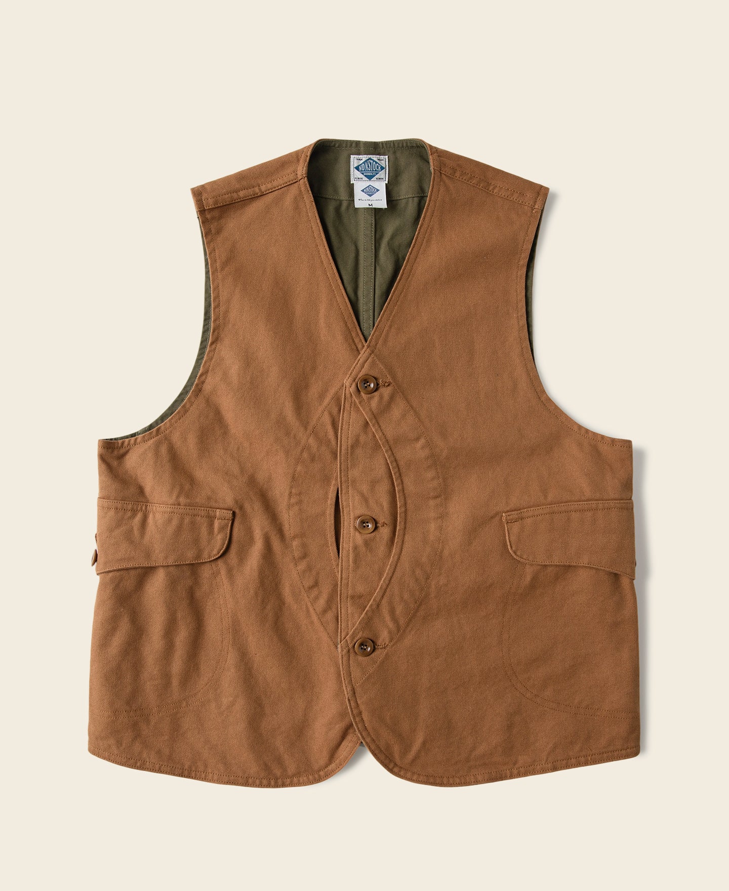 Gilet vintage en toile avec poche pour gibier, marron gingembre, boutonné devant, vêtement d'extérieur utilitaire
