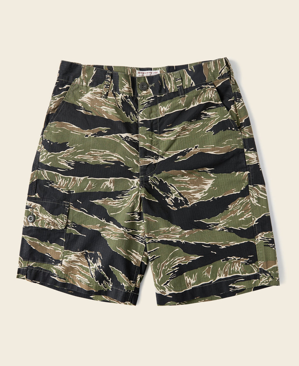 Short cargo vert et noir style militaire camouflage à rayures tigrées pour homme