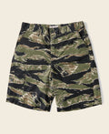 Short cargo vert et noir style militaire camouflage à rayures tigrées pour homme