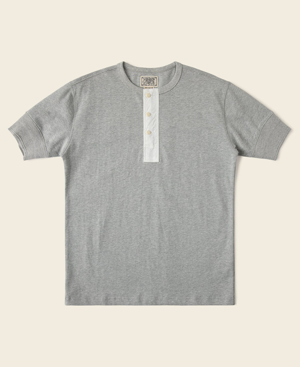 T-shirt henley gris à manches courtes, coupe slim, coton décontracté