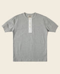 T-shirt henley gris à manches courtes, coupe slim, coton décontracté
