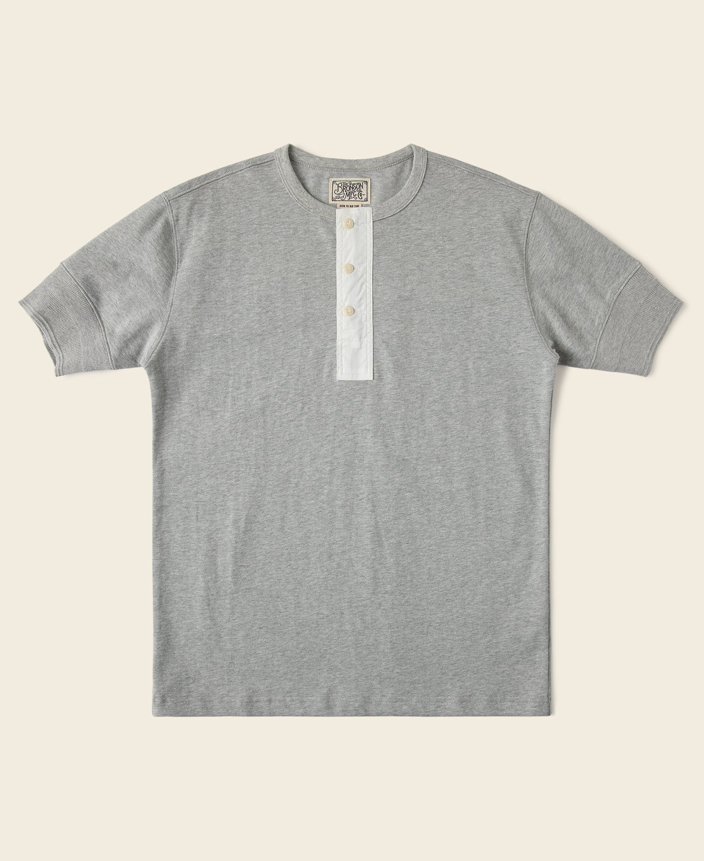 T-shirt henley gris à manches courtes, coupe slim, coton décontracté