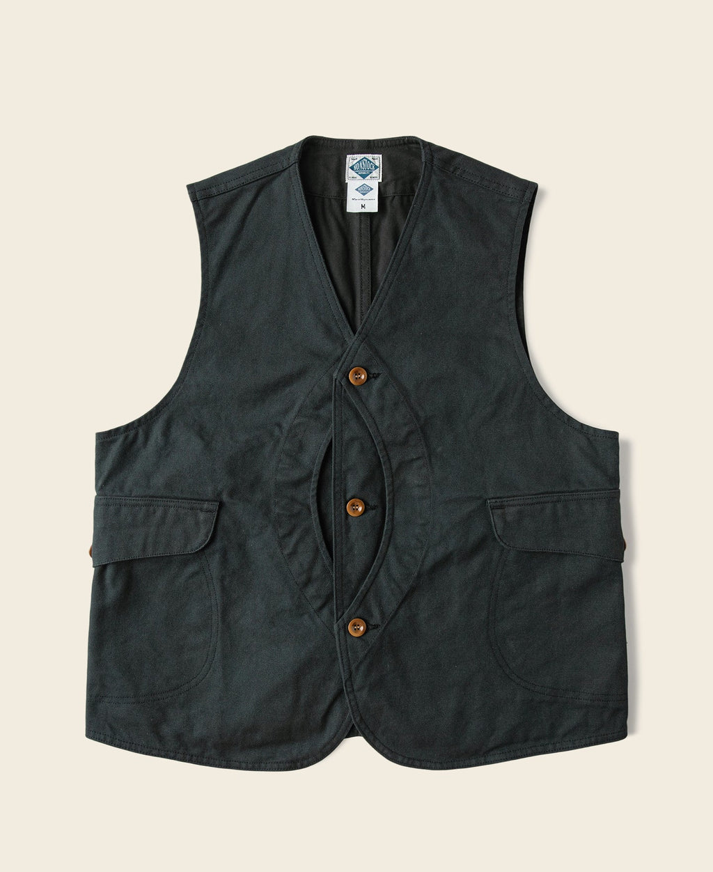 Gilet utilitaire homme en toile vert foncé à poches multiples et boutonnage