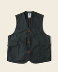 Gilet utilitaire homme en toile vert foncé à poches multiples et boutonnage