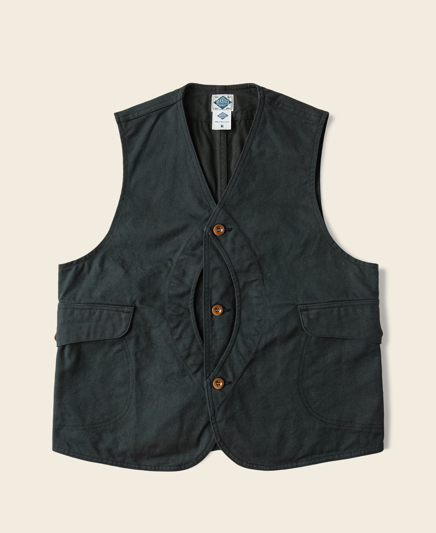 Gilet utilitaire homme en toile vert foncé à poches multiples et boutonnage