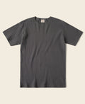 T-shirt ras du cou gris foncé côtelé en coton élasthanne à manches courtes