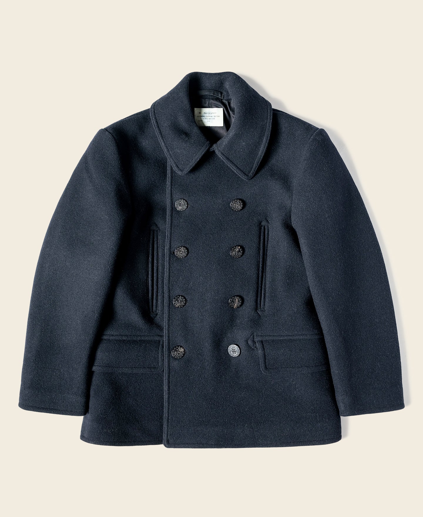 Caban en laine croisé bleu marine classique Manteau court pour homme