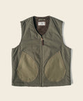 Gilet zippé doublé polaire olive avec grandes poches avant