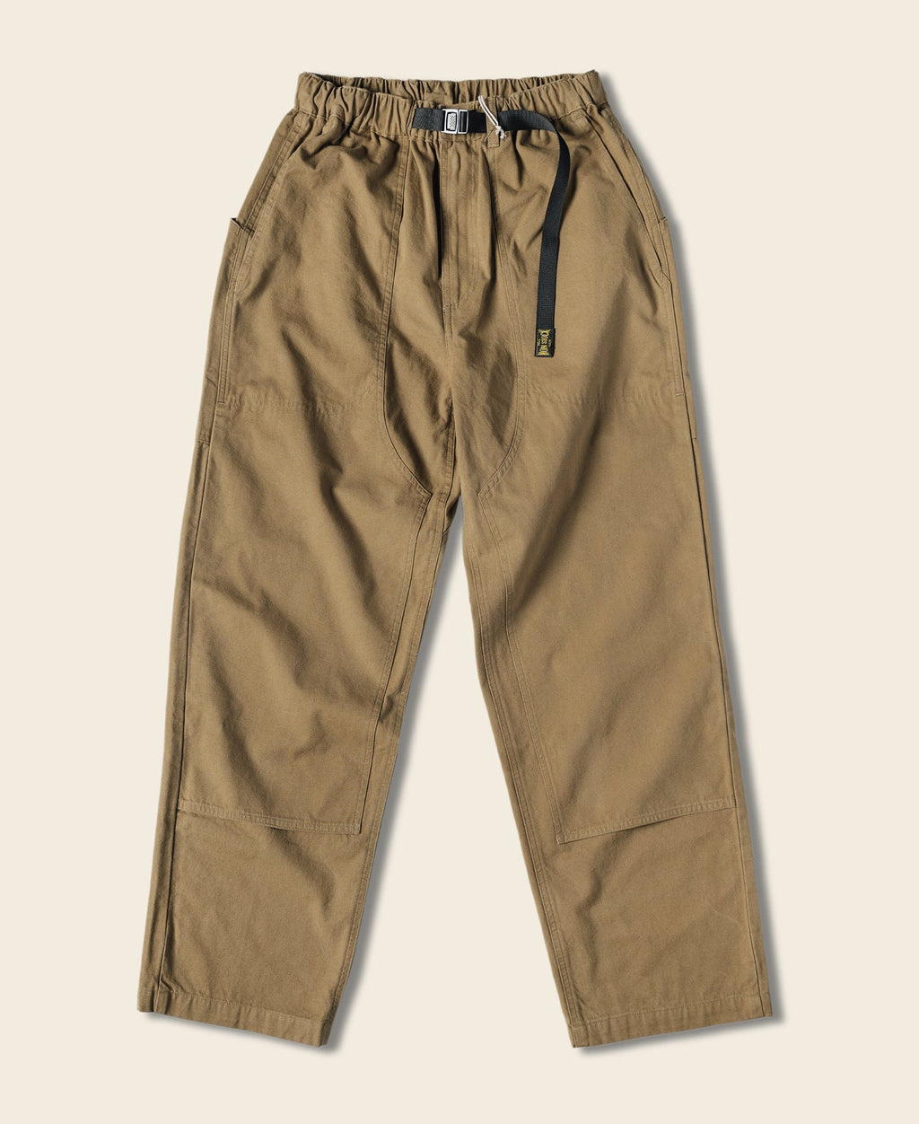Pantalon d'escalade kaki en toile de coton avec ceinture élastique