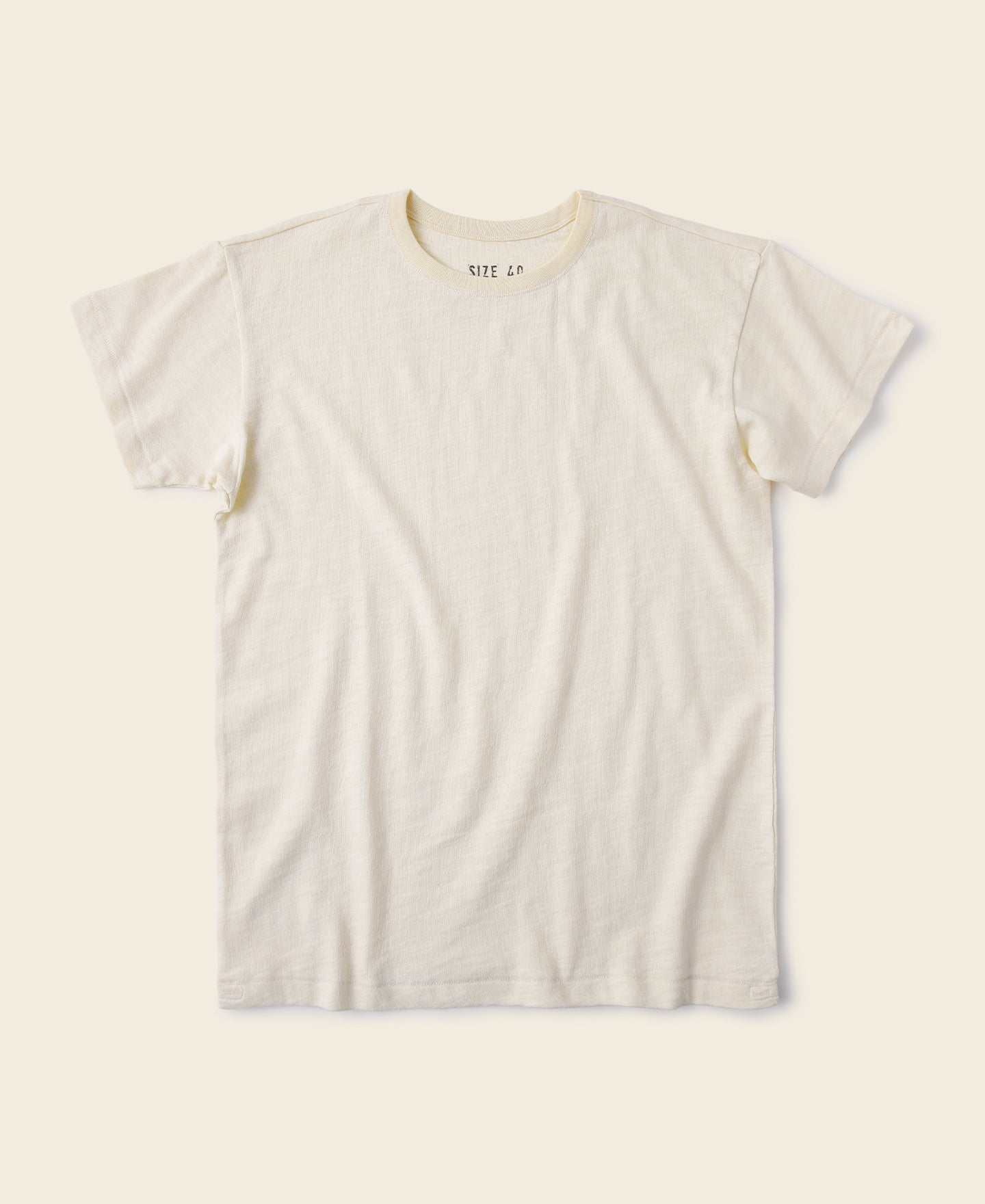 T-shirt col rond à manches courtes en coton flammé Vintage abricot