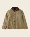 Veste militaire vintage kaki à col sherpa marron et boutonnage frontal pour homme