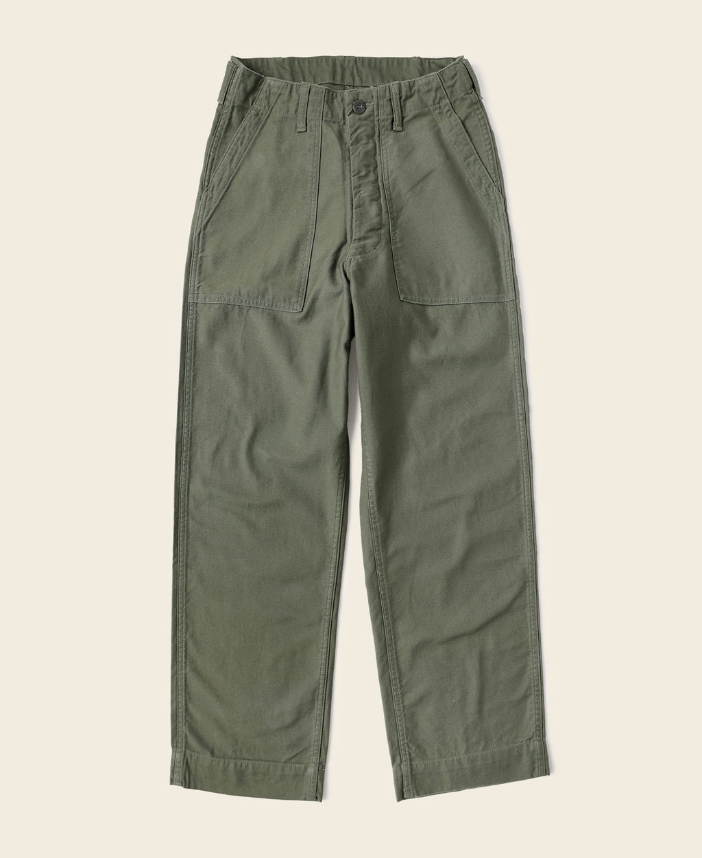 Pantalon treillis vert olive coupe décontractée taille haute jambe large