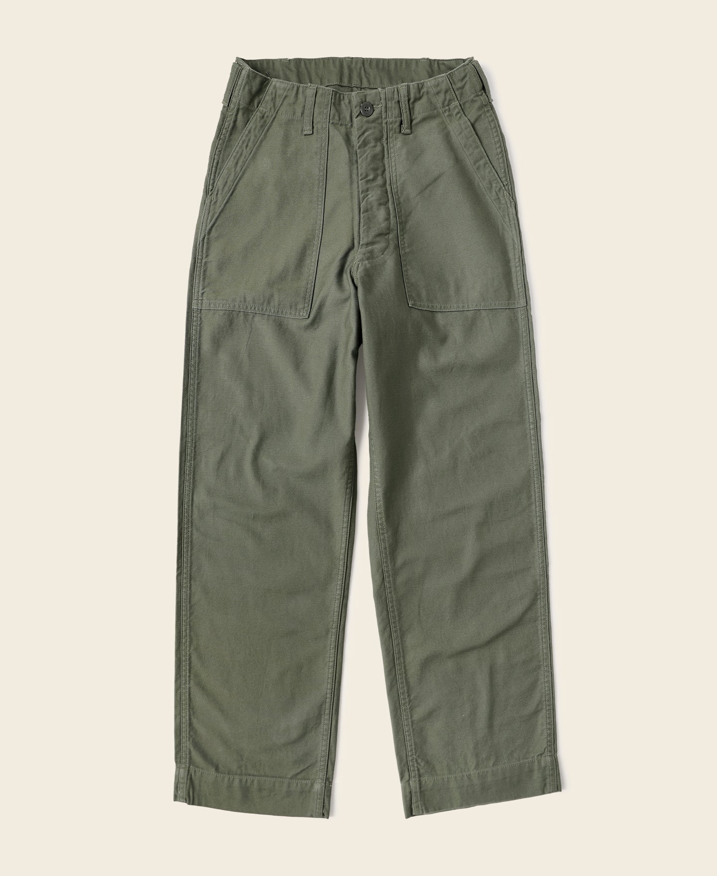 Pantalon treillis vert olive coupe décontractée taille haute jambe large