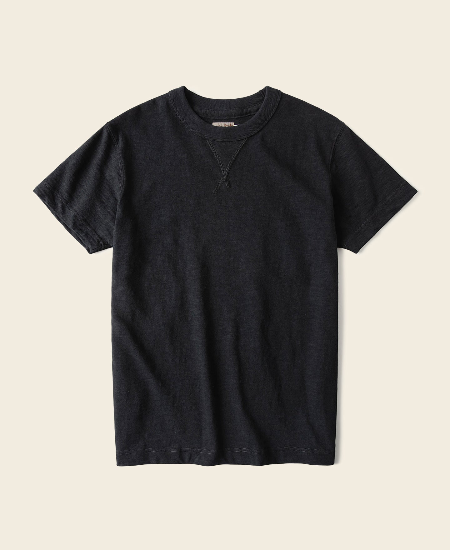 T-shirt tubulaire à col rond et manches courtes en coton noir épais