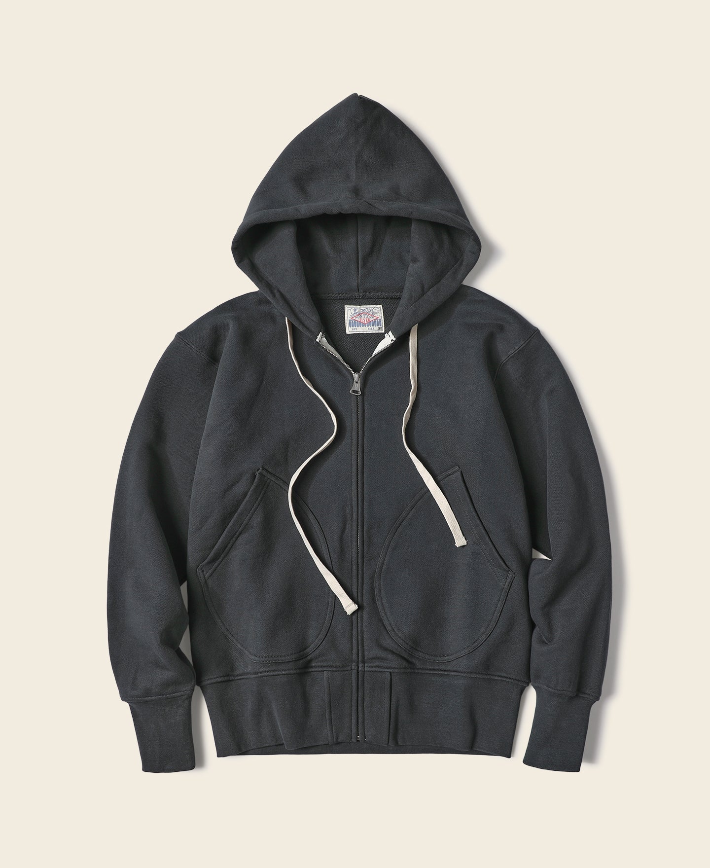 Sweat à capuche zippé en molleton éponge épais noir