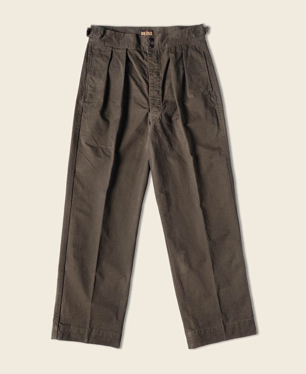Pantalon cargo ample plissé marron style militaire vintage