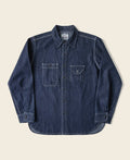 Chemise de travail à manches longues en denim bleu épais avec poches poitrine