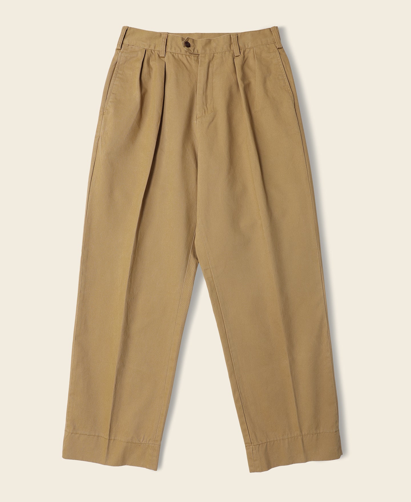 Pantalon Chino Homme Double Plis Coupe Large Style Vintage Jaune