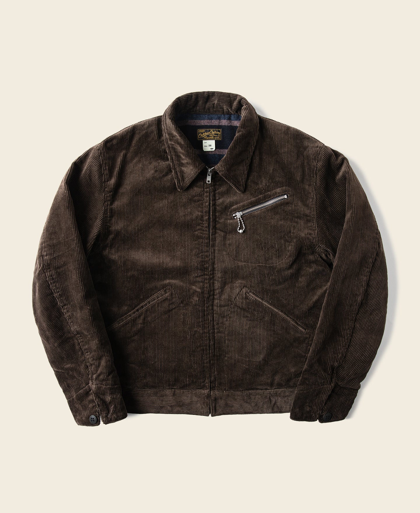 Veste décontractée zippée en velours côtelé épais marron style cosaque pour homme