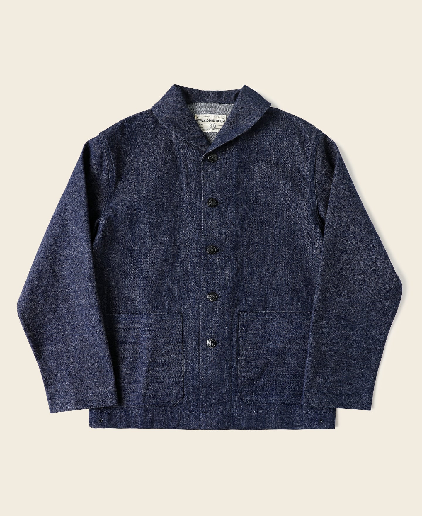 Veste de travail boutonnée col châle en jean indigo style vintage pour homme