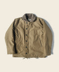 Veste de pont N-1 kaki style militaire avec col sherpa et boutonnage sur le devant pour homme