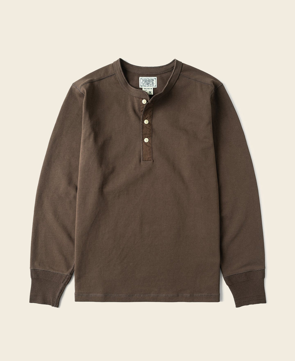 Haut décontracté Henley à manches longues pour homme, marron café, patte de boutonnage, coupe ajustée