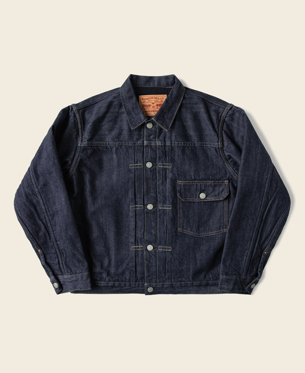 Blouson camionneur en jean doublé de couverture indigo, poche poitrine simple, style vintage
