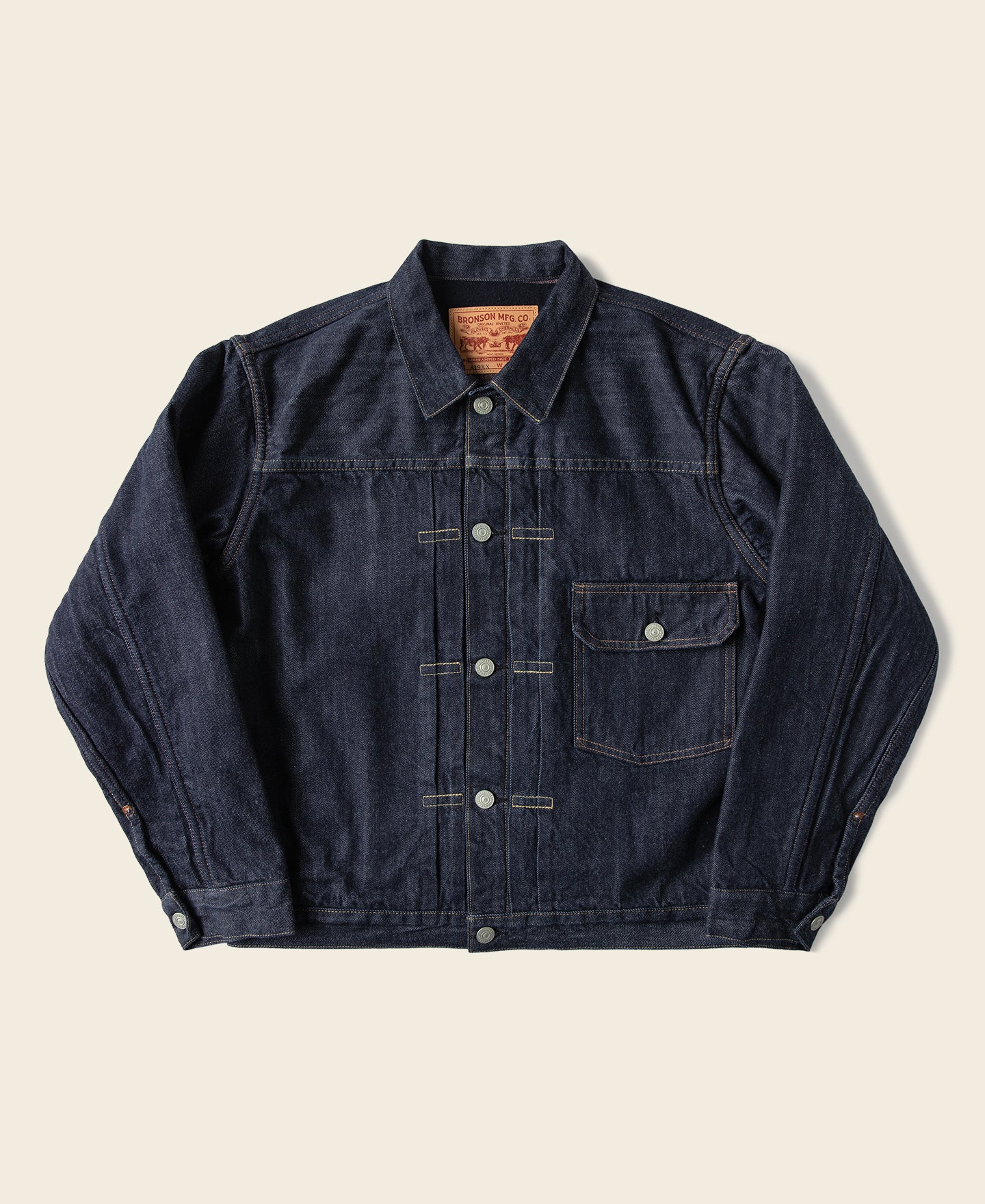 Blouson camionneur en jean doublé de couverture indigo, poche poitrine simple, style vintage