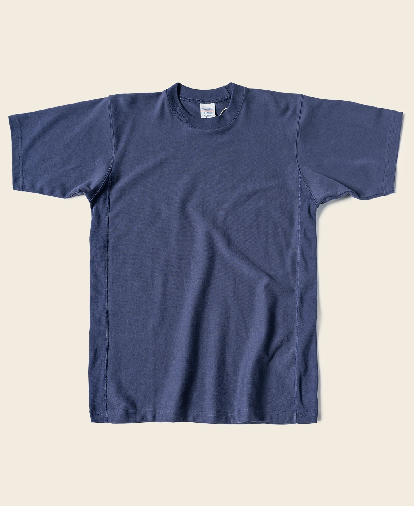 T-shirt en coton épais à col rond et manches courtes, coupe décontractée, couleur marine