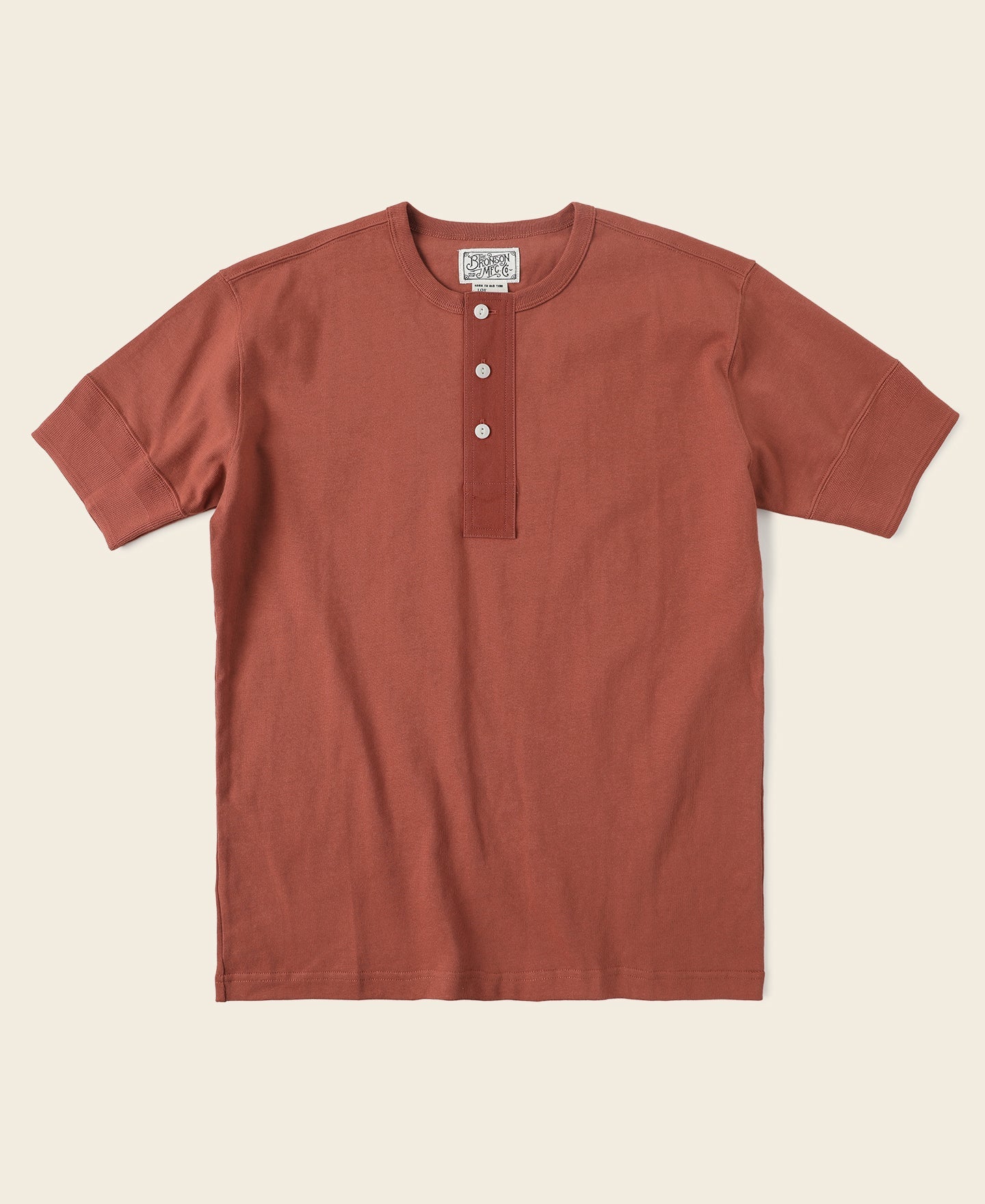 T-shirt Henley homme à manches courtes, coupe slim, en coton rouge brique