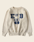 Sweat-shirt ras du cou épais de ski vintage graphique abricot avec empiècement en V