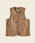 Gilet de chasse kaki épais en toile avec poches à gibier et fermeture boutonnée