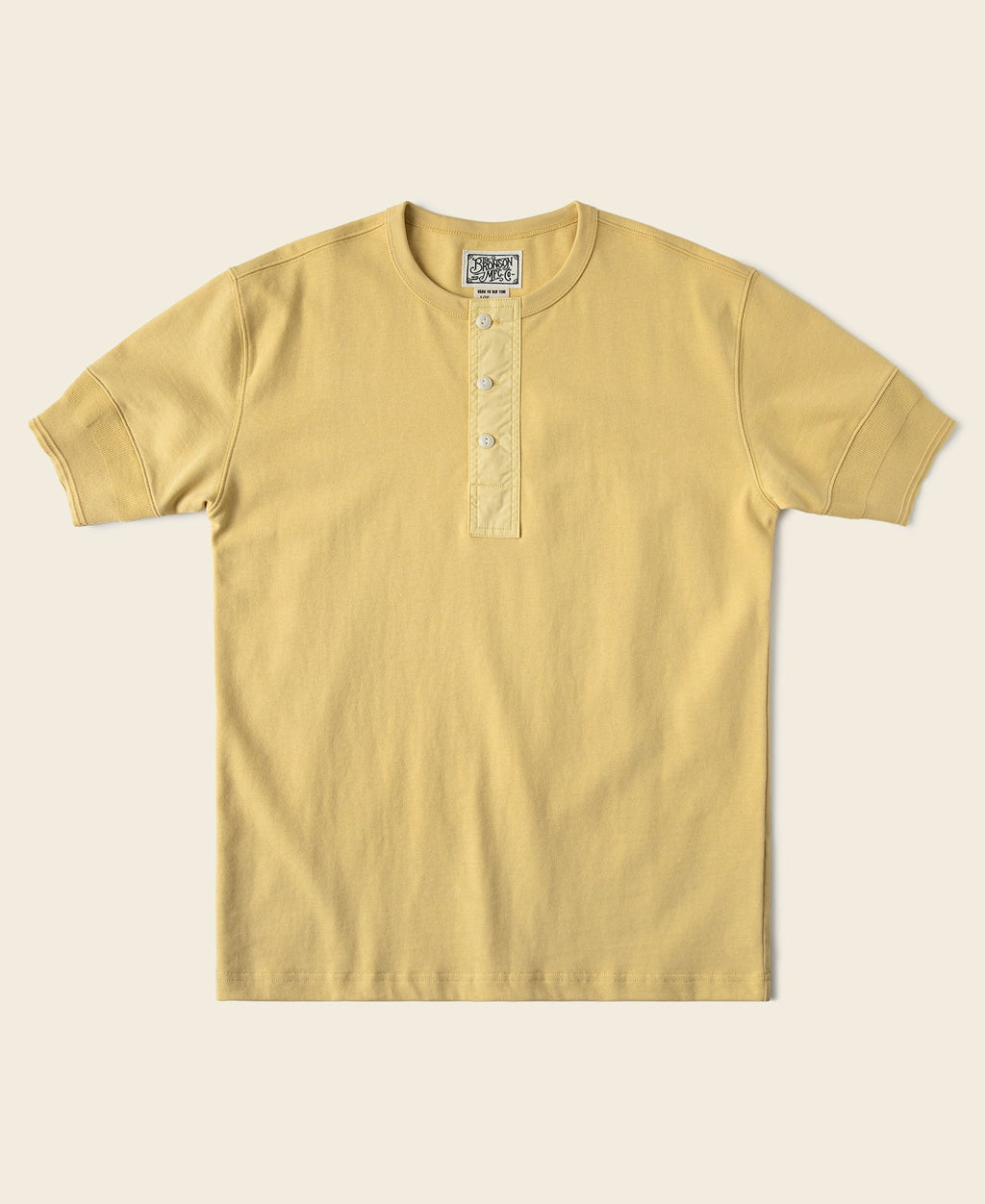 T-shirt Henley homme jaune à manches courtes et coupe slim en coton