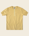 T-shirt Henley homme jaune à manches courtes et coupe slim en coton