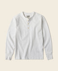 Chemise Henley à manches longues en coton blanc avec patte de boutonnage pour homme