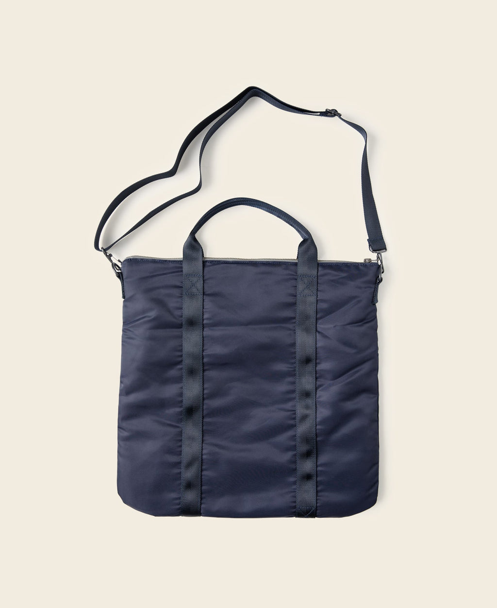 Sac cabas en nylon marine avec bandoulière amovible et doubles poignées