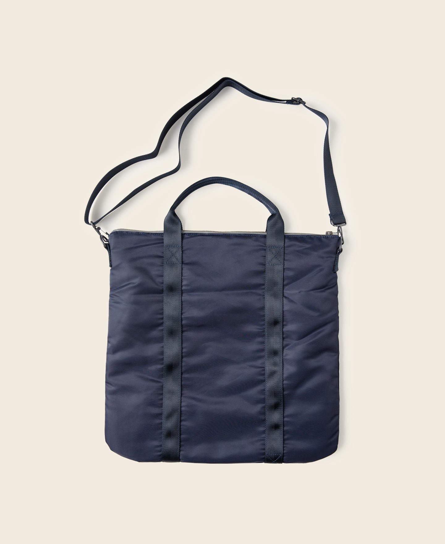 Sac cabas en nylon marine avec bandoulière amovible et doubles poignées