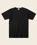 T-shirt noir côtelé en coton élasthanne à manches courtes et col ras du cou
